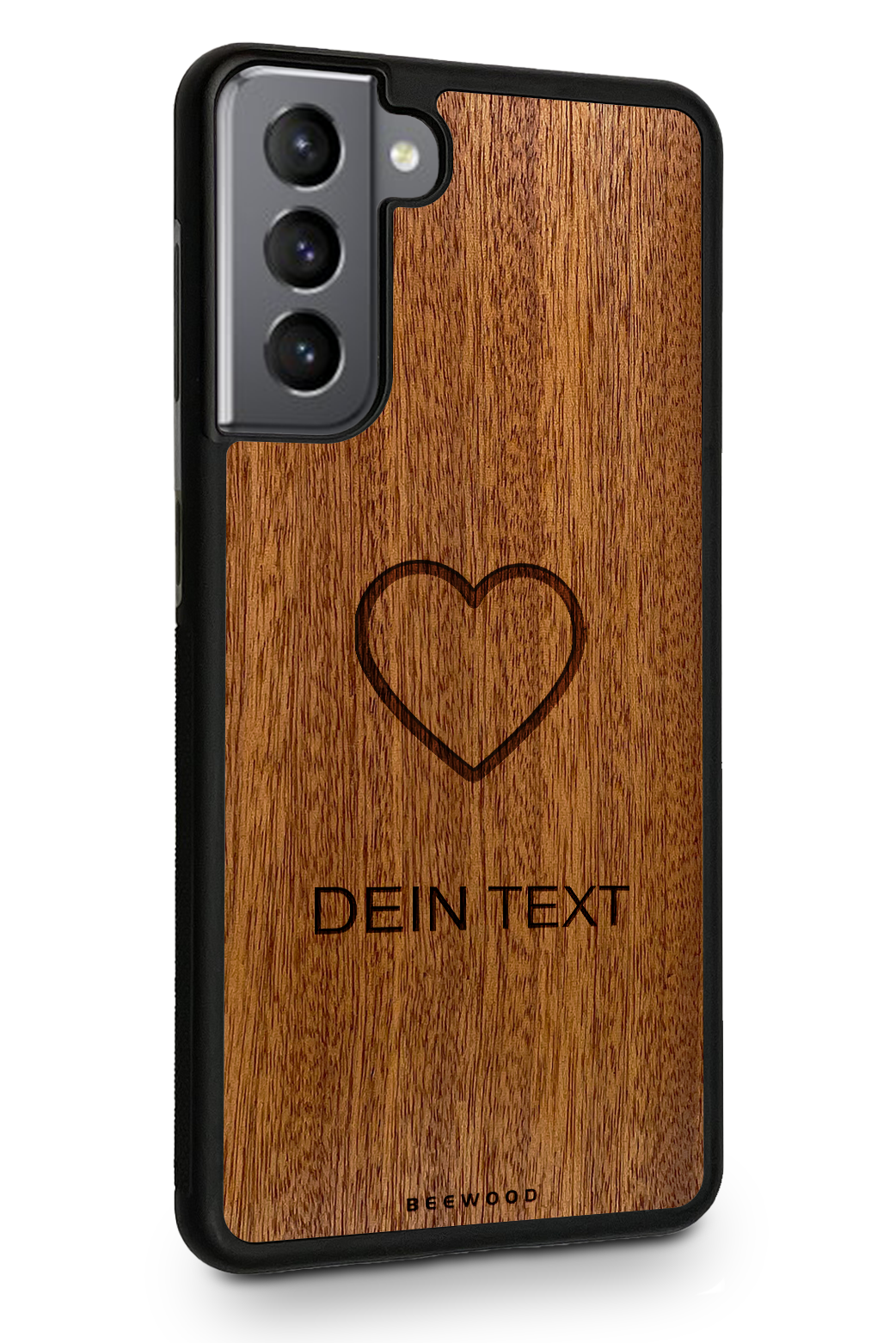 Holzhülle Samsung - BeeWood LOVE - MIT DEINEM TEXT