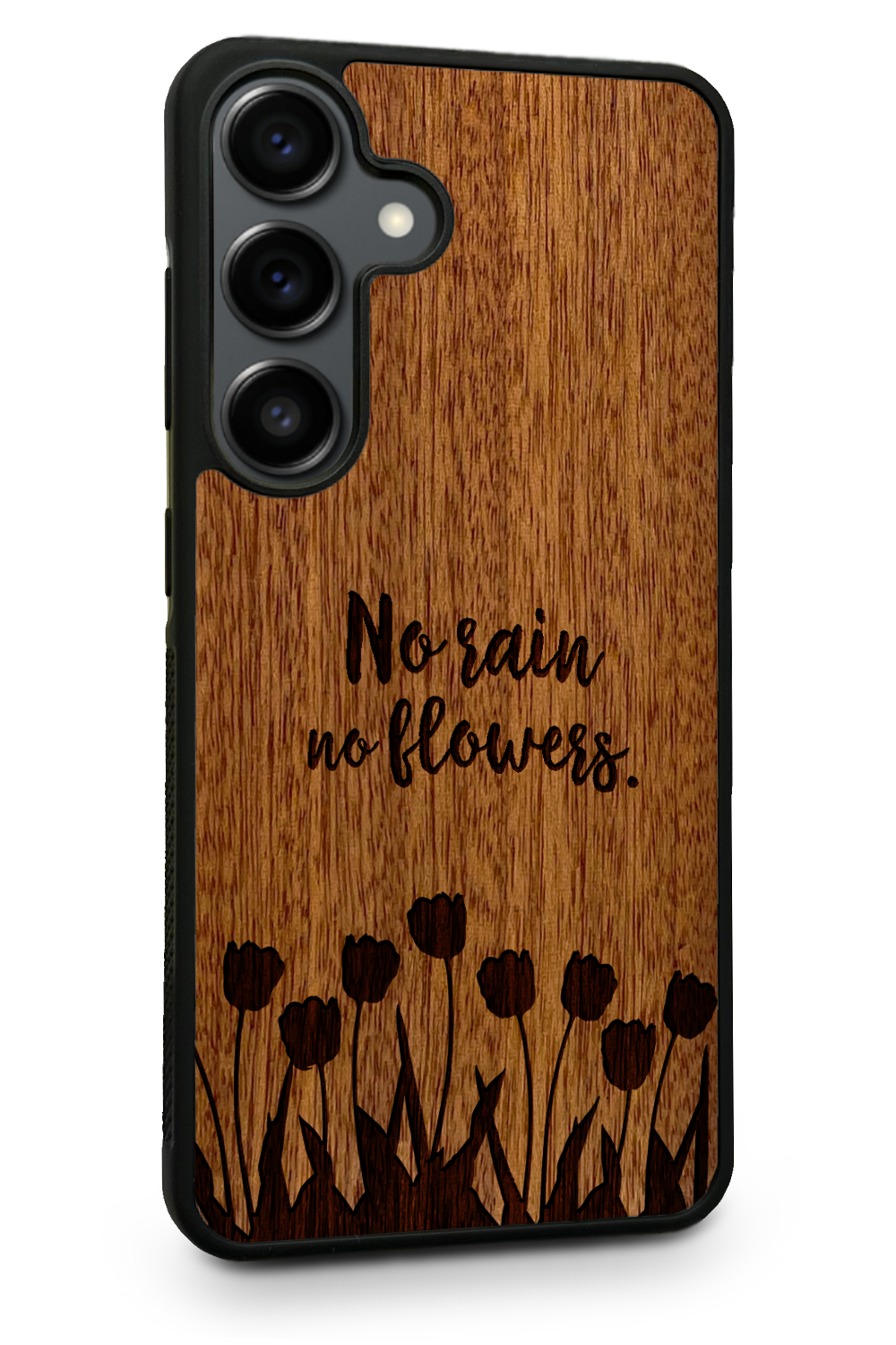 Holzhülle Samsung - BeeWood NO RAIN NO FLOWERS