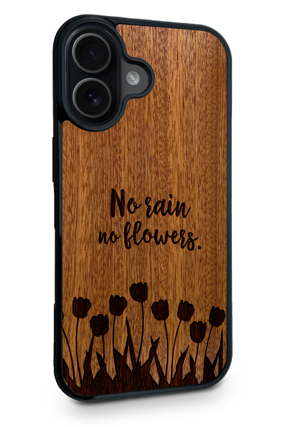 Holzhülle iPhone - BeeWood NO RAIN NO FLOWERS